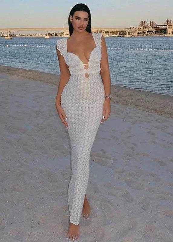 Elysian Cut-Out Mesh Maxi Dress - Stylbelle