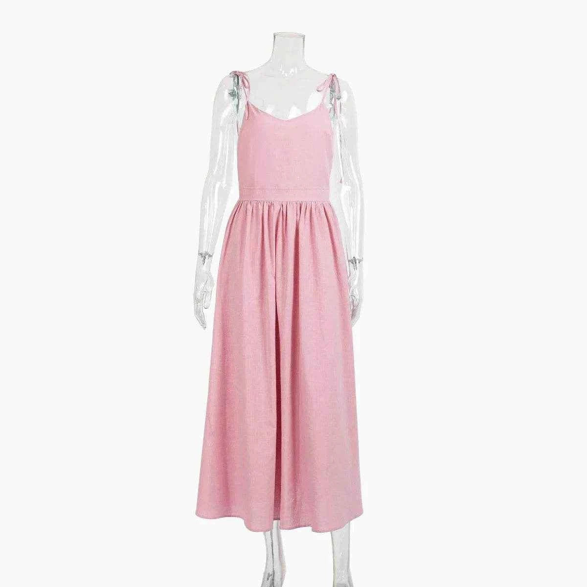 Vintage Cotton V-Neck A-Line Beach Dress - Stylbelle