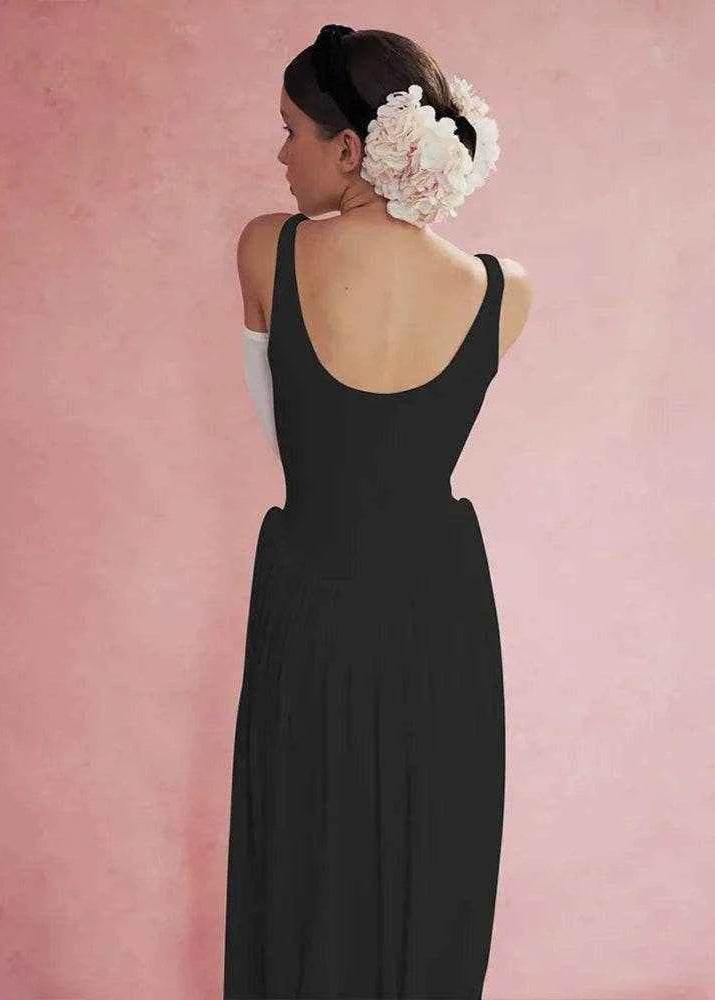 Cryptographic Ruched Split Backless Maxi Dress - Stylbelle