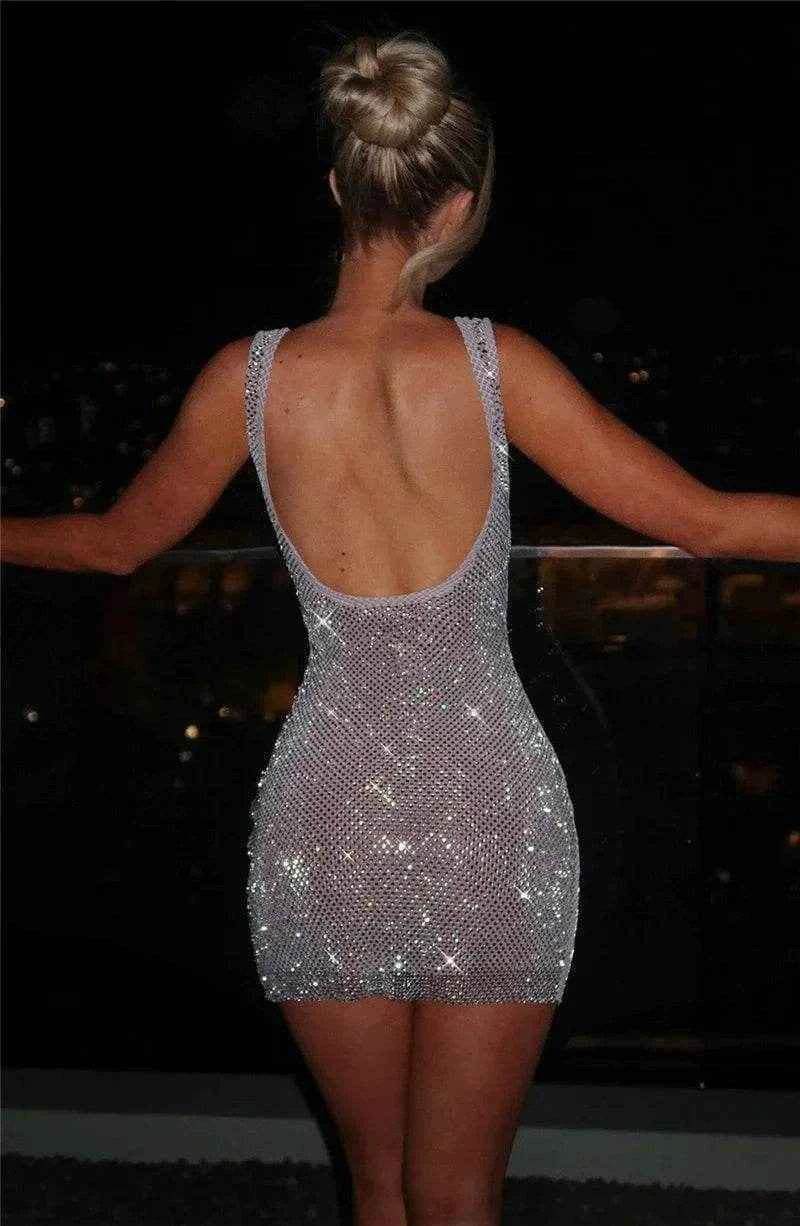 Glitter Backless Mini Dress - Stylbelle