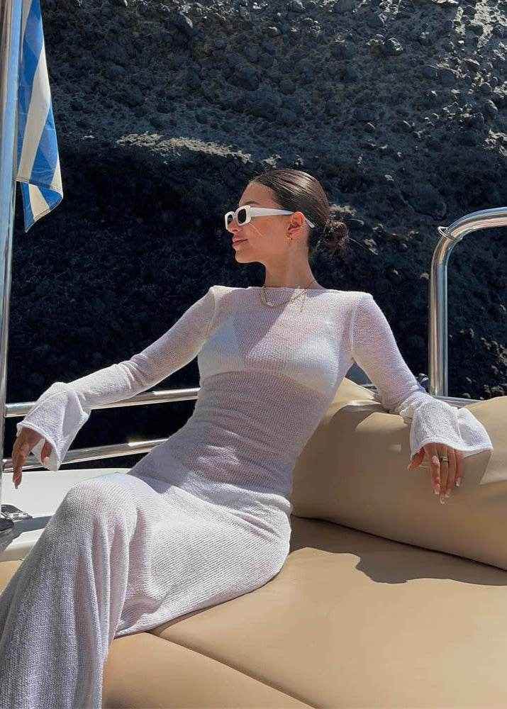 Chic Long Sleeve Wrapped Maxi Dress - Stylbelle