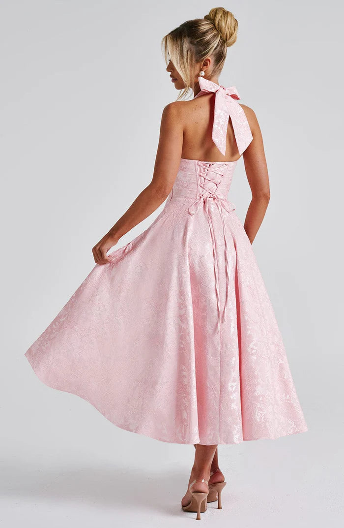 Retro Jacquard Strapless Puffy Dress