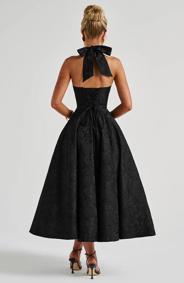 Retro Jacquard Strapless Puffy Dress