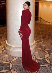 Ruched Long Sleeve Maxi Dress