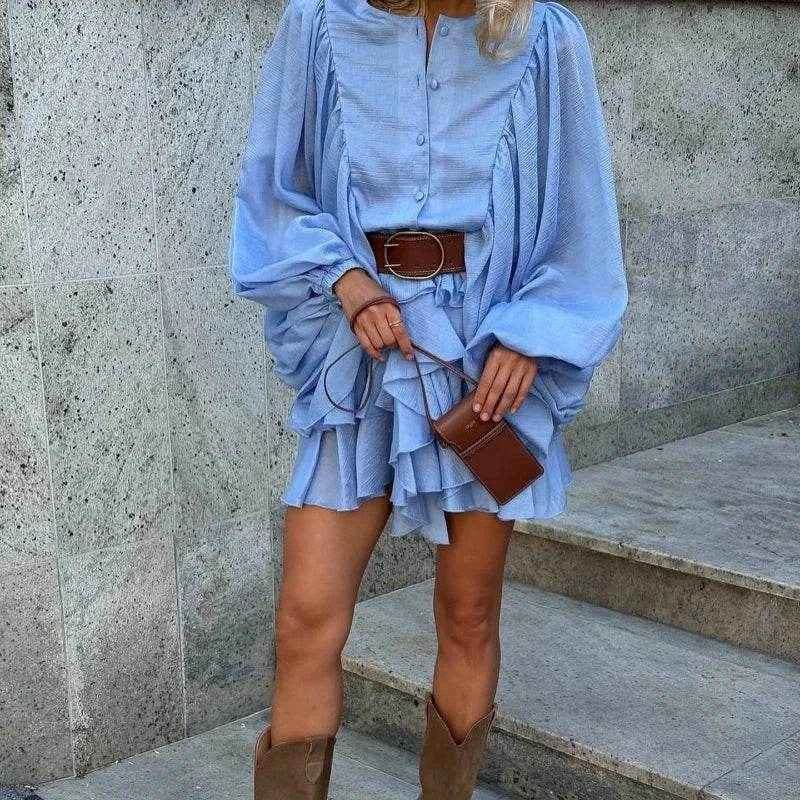 Elegant Floral Ruffle Mini Dress - Stylbelle