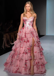 Printed Strapless Maxi Dress