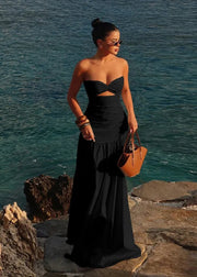 Strapless Hollow Maxi Dress