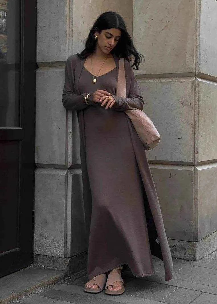Rosé Knit Maxi Set - Stylbelle