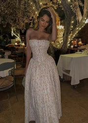 Elegant Floral Spaghetti Strap Maxi Dress