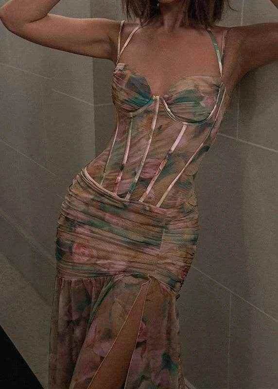 Sexy Floral Print Bodycon Dress - Stylbelle
