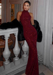 Glitter Sleeveless Party Maxi Dress