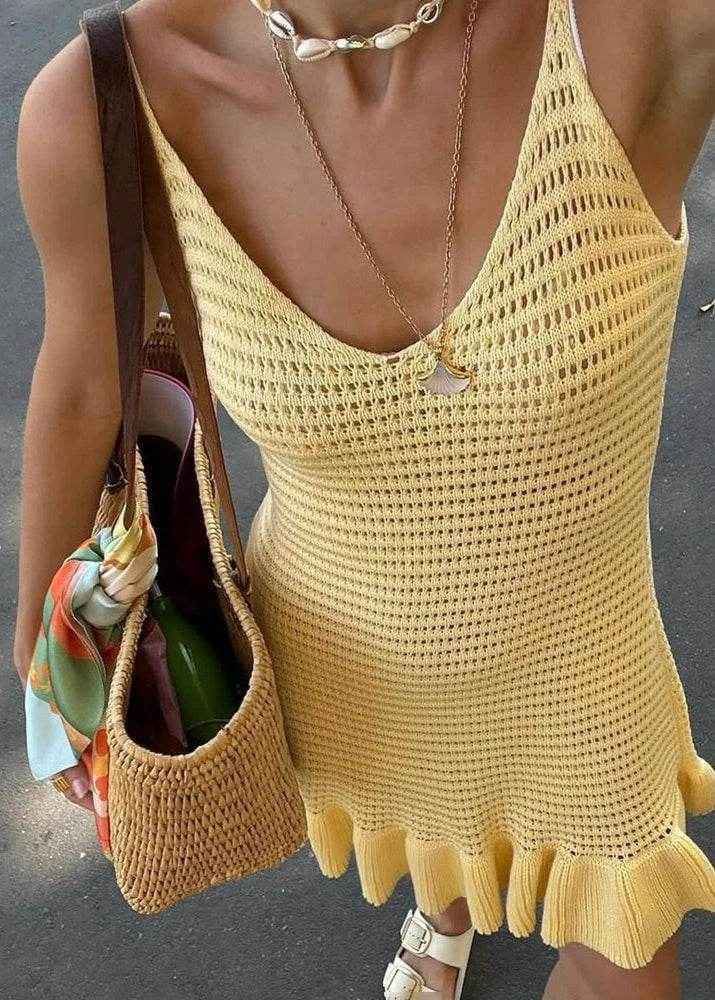 Knit Ruffle Mini Dress - Stylbelle