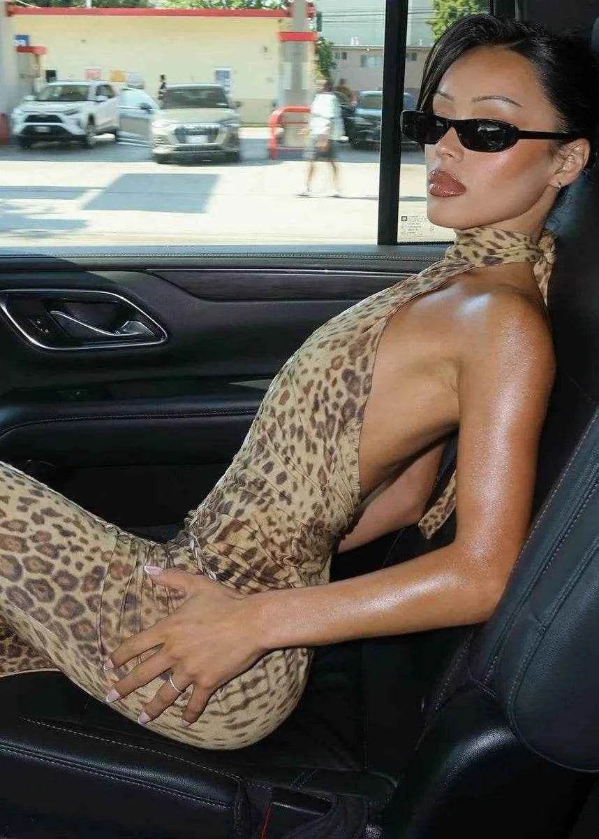 Savage Allure Leopard Halter Maxi Dress - Stylbelle