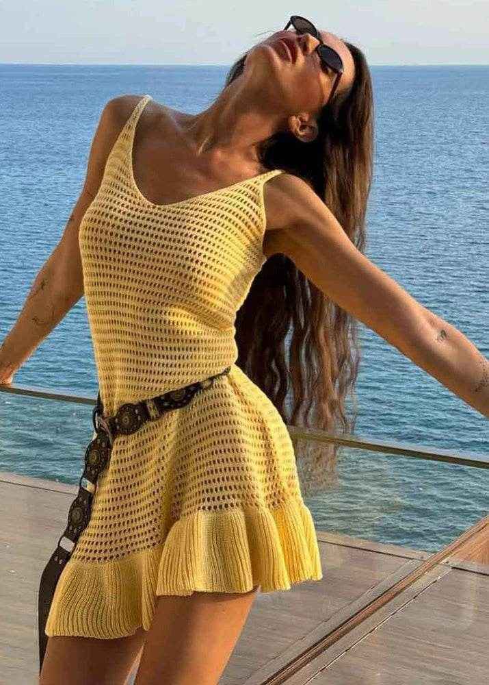 Knit Ruffle Mini Dress - Stylbelle