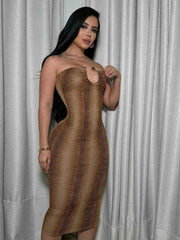 Gradient Strapless Ring Detail Dress - Stylbelle