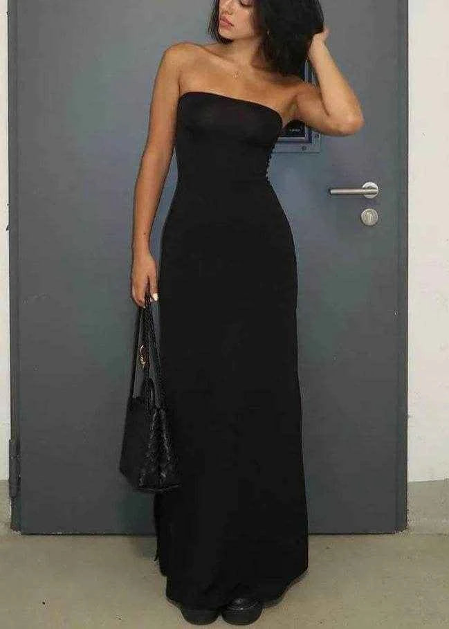 Strapless Long Sleeve Bodycon Maxi Dress - Stylbelle