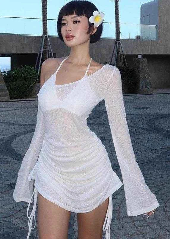 Sheer Ruched Off-Shoulder Mini – Party Night - Stylbelle
