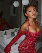 Lace Halter Prom Dress