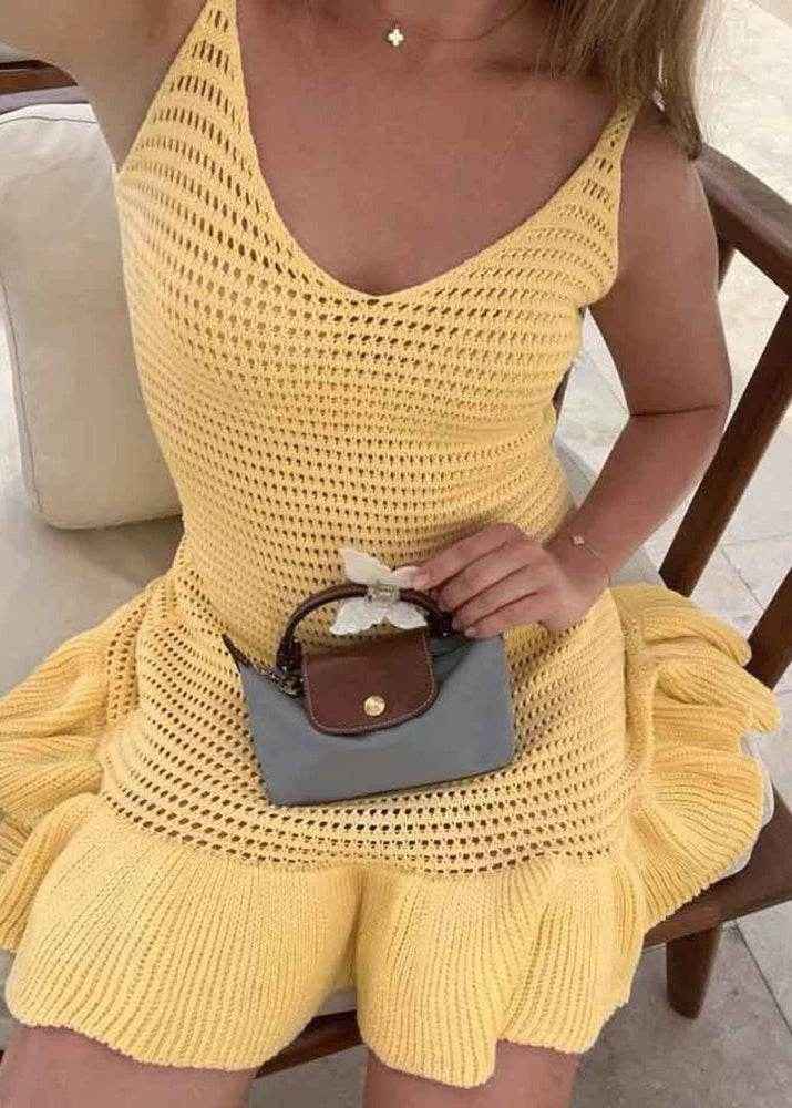 Knit Ruffle Mini Dress - Stylbelle