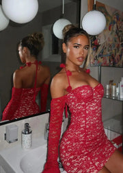 Lace Halter Prom Dress