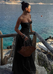 Strapless Hollow Maxi Dress