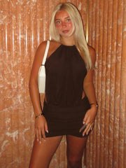 Metallic Halter Mini Dress