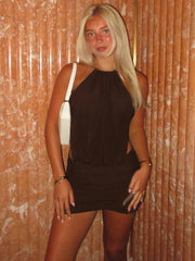 Metallic Halter Mini Dress