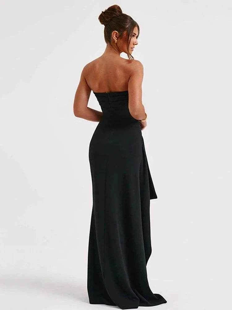 Strapless Backless High Slit Maxi Dress - Stylbelle