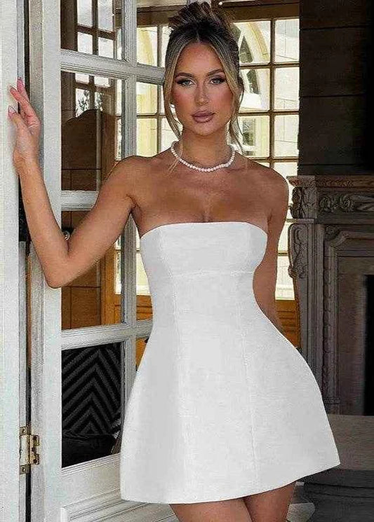Strapless A-Line Club Dress – Sleek & Elegant - Stylbelle