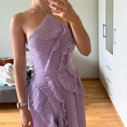 Pleated Halter Maxi Dress