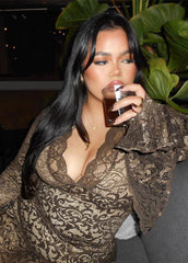 Sheer Lace Flare Sleeve Dress