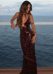 Sequin Evening Maxi Dress