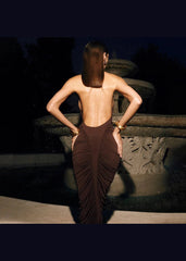 Pleated Halter Sleeveless Maxi Dress