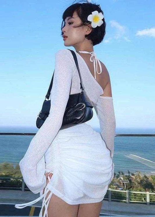 Sheer Ruched Off-Shoulder Mini – Party Night - Stylbelle