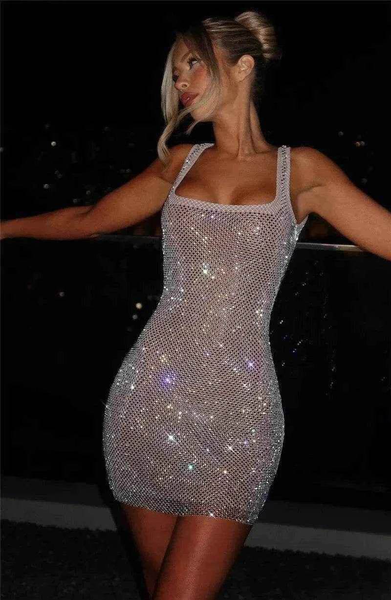 Glitter Backless Mini Dress - Stylbelle