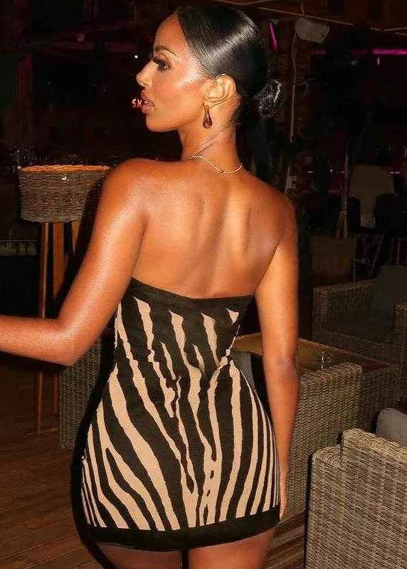 Zebra Print Strapless Mini Dress - Stylbelle