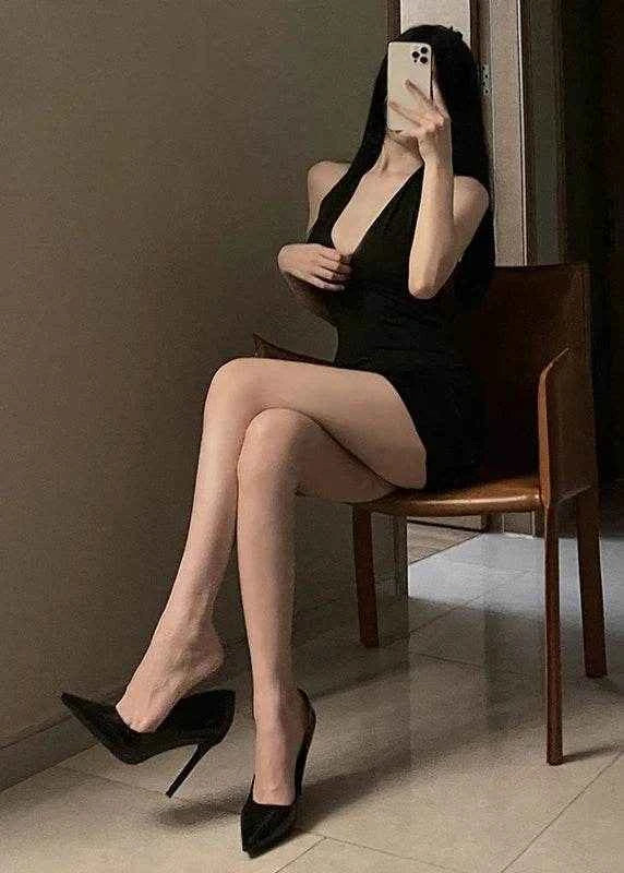 V Neck Backless Uniform Mini Dress - Stylbelle