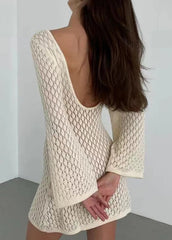 Knitted Plaid Mini Dress