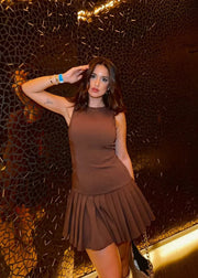 Cutout Pleated Mini Dress