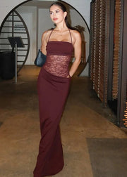 Lace Spaghetti Strap Maxi Dress