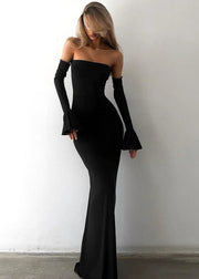 Off-Shoulder Long Sleeve Maxi Dress