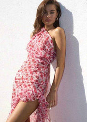 Incline Shoulder Floral Midi Dress - Stylbelle