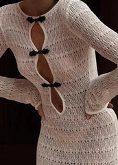 Sheer Lace-Up Maxi Dress