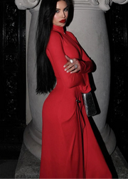 Red Patchwork Bodycon Maxi Dress