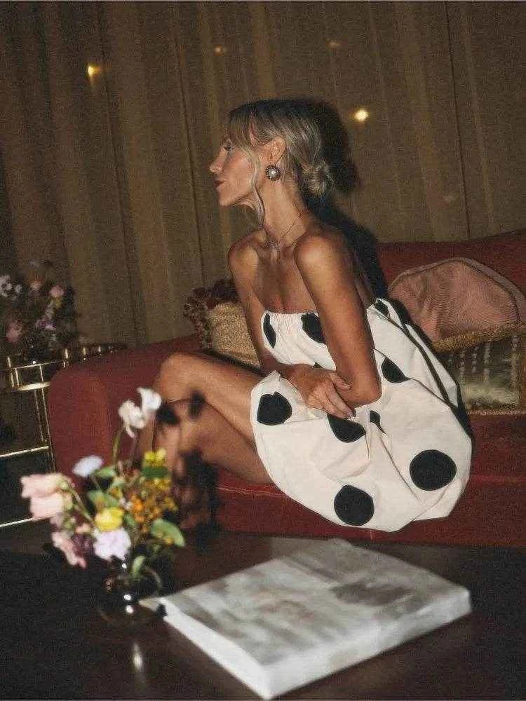 Polka Dot Strapless Mini Dress - Stylbelle