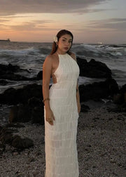 Ruffled Backless Maxi Dress