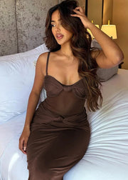 Twist Detail Sheer Maxi Dress