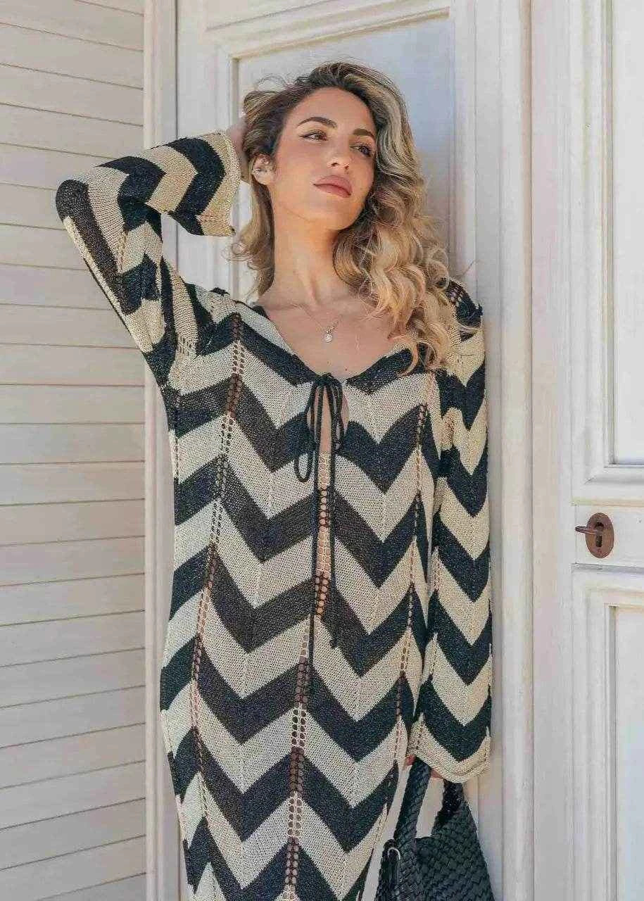 Women's Striped Knit Maxi Dress - Stylbelle