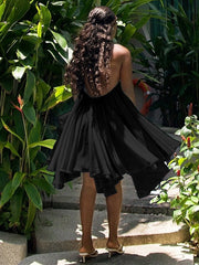 Chiffon Pleated Halter Dress