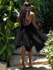 Chiffon Pleated Halter Dress